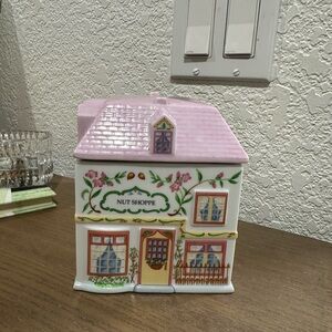 Lenox Pink Roof Nut Shoppe Porcelain Cookie Jar